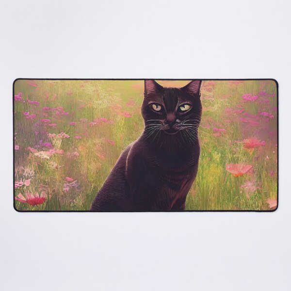 Item preview, Cute black cat in a field of flowers designed and sold by Nicolas-T.