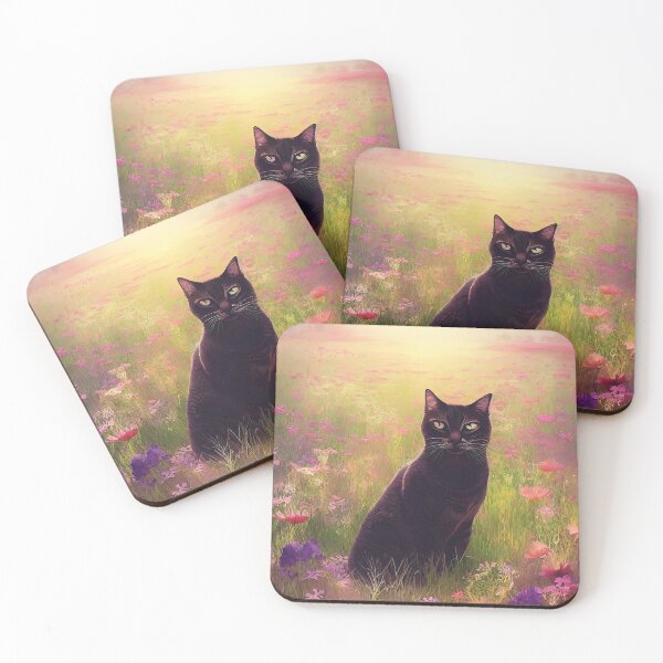Item preview, Cute black cat in a field of flowers designed and sold by Nicolas-T.