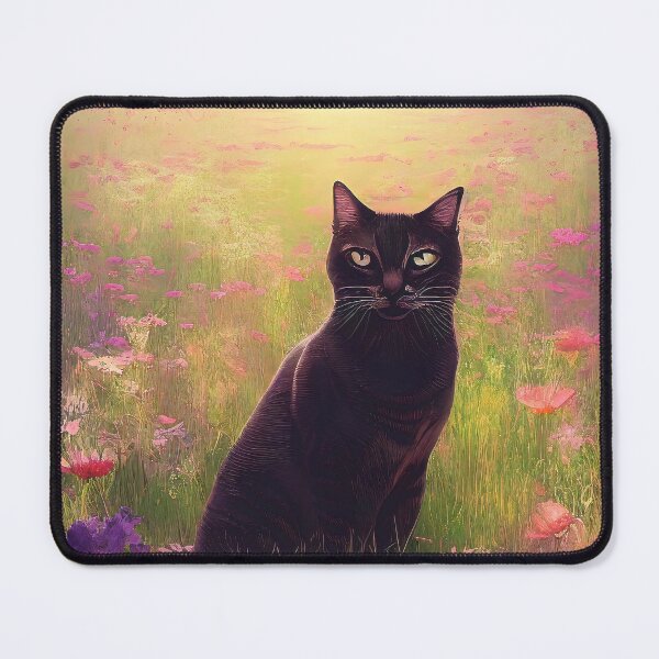 Item preview, Cute black cat in a field of flowers designed and sold by Nicolas-T.