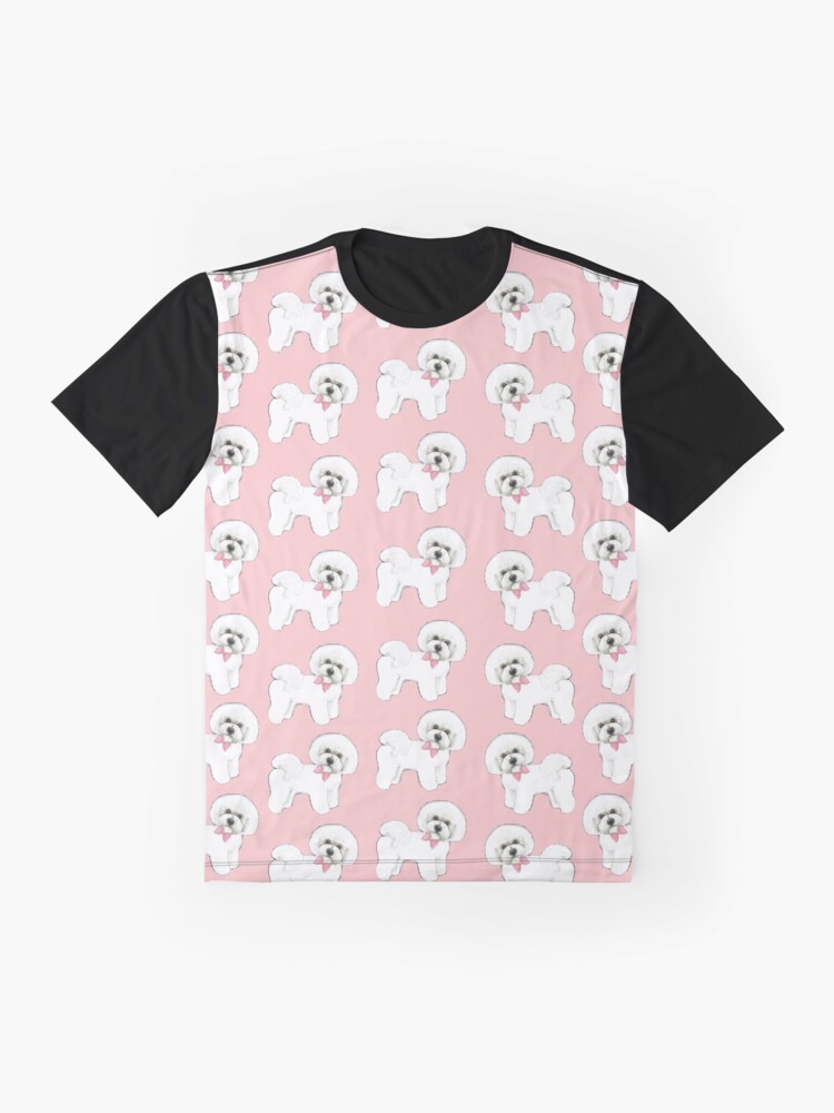Alternate view of Bichon Frise dog, pink dog bows, christmas gift for her, girls gift, bichon frise tote bag, , Graphic T-Shirt