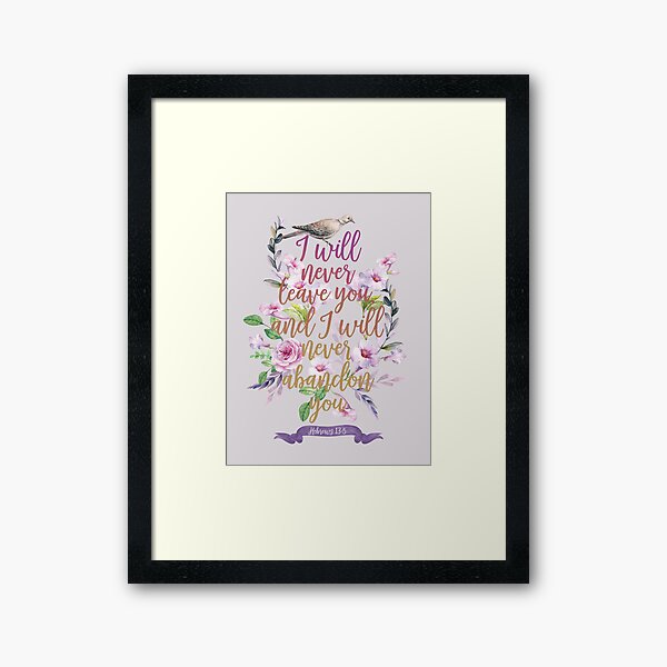 Vista previa del artículo con la obra «HEBREOS 13: 5», diseñado y vendido por Paper Bee Gift Shop.