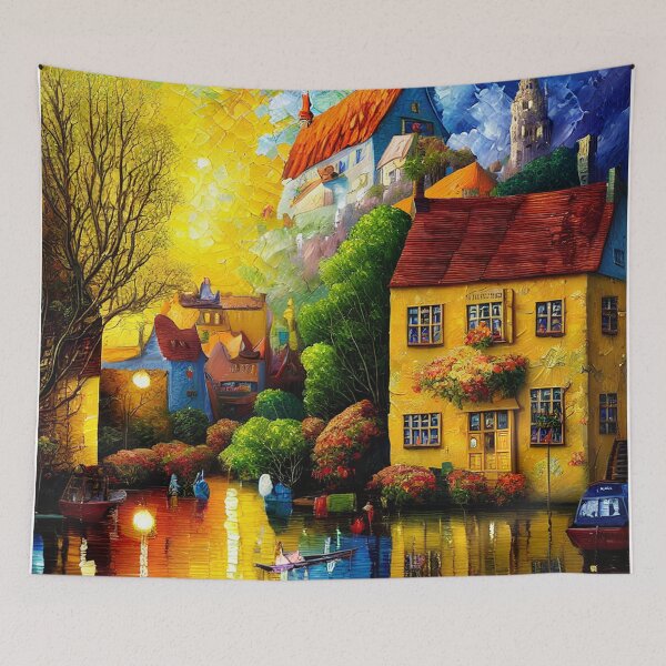 Item preview, The Yellow House in The Lake Print designed and sold by ArtsyWishesShop.