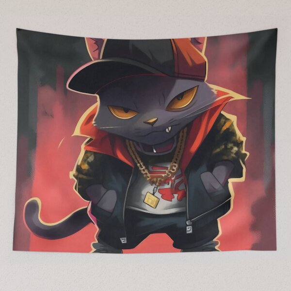 Item preview, Gangsta Cat in Red designed and sold by MythicPrompts.