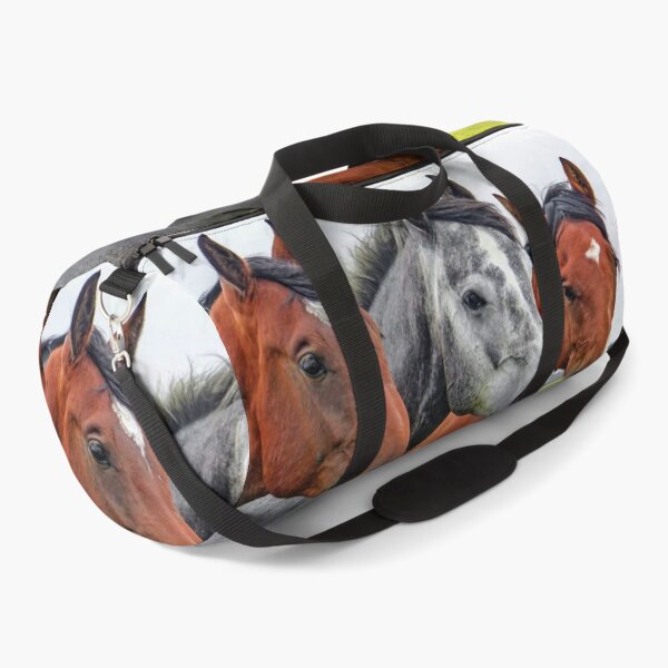Item preview, Three horses, a grey between two bays, standing in a field. designed and sold by claireseyeview.