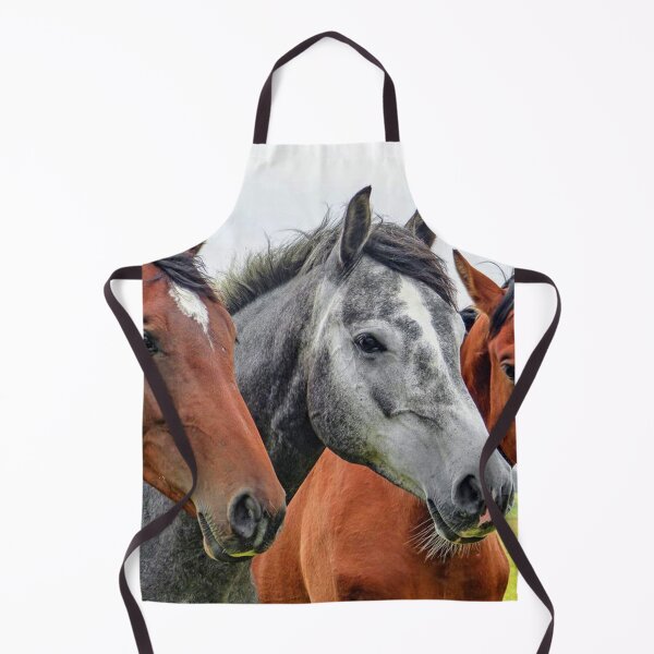 Item preview, Three horses, a grey between two bays, standing in a field. designed and sold by claireseyeview.