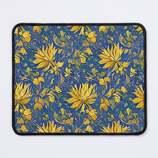 Item preview, Yellow Flowers and Fall Leaves Pattern against a Blue Purple Background designed and sold by sunflowerlight.