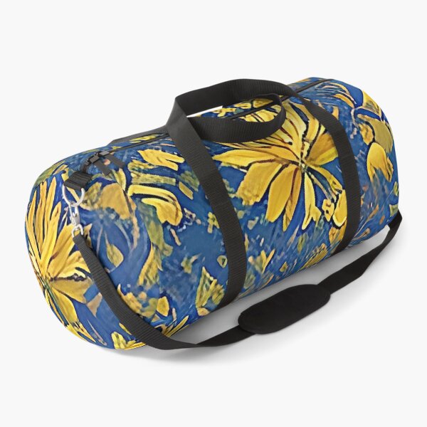 Item preview, Yellow Flowers and Fall Leaves Pattern against a Blue Purple Background designed and sold by sunflowerlight.