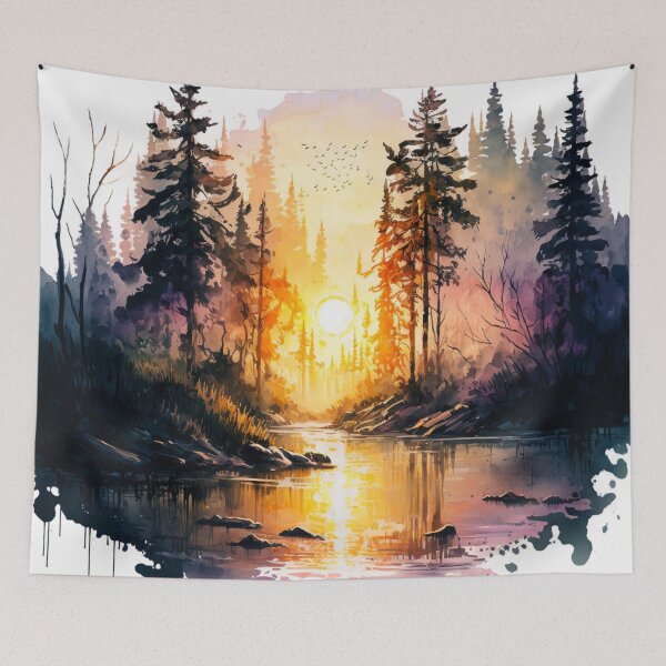 Item preview, Cool Watercolor Art-Sunset Scenery  designed and sold by letsgetinspired.