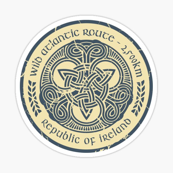 Route de l'Atlantique sauvage, Irlande - Noeud celtique Triskele - Bleu / Beige Sticker
