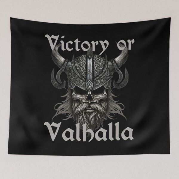 Item preview,  Victory or Valhalla -  Viking Skull with Helmet designed and sold by Georgy09.