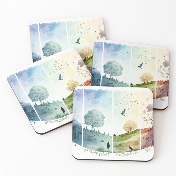 Item preview, Cool Watercolor Art-Seasons Landscape designed and sold by letsgetinspired.