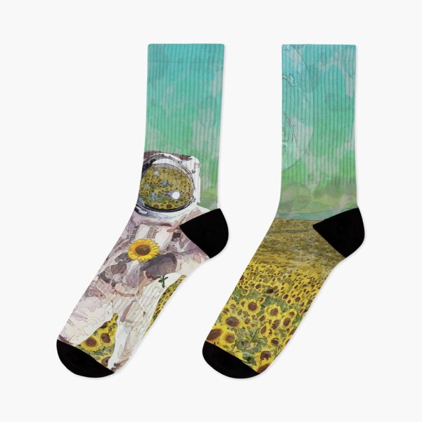 Item preview, Astronaut in Sunflower field, unknown planet watercolor style. The untold story of an astronaut journey to a far-off planet, cute astronaut, cosmonaut, moon, star, constellation Mask designed and sold by Collagedream.