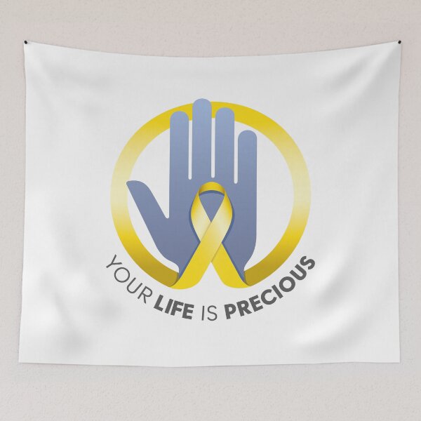 Item preview, Message of support and awareness of help for people against suicide, yellow September, yellow ribbon designed and sold by LucianoCosmo.