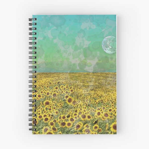 Item preview, Sunflower field on an unknown planet, watercolor style, cute yellow flower field designed and sold by Collagedream.