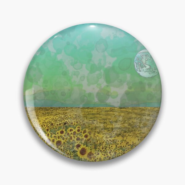 Item preview, Sunflower field on an unknown planet, watercolor style, cute yellow flower field designed and sold by Collagedream.