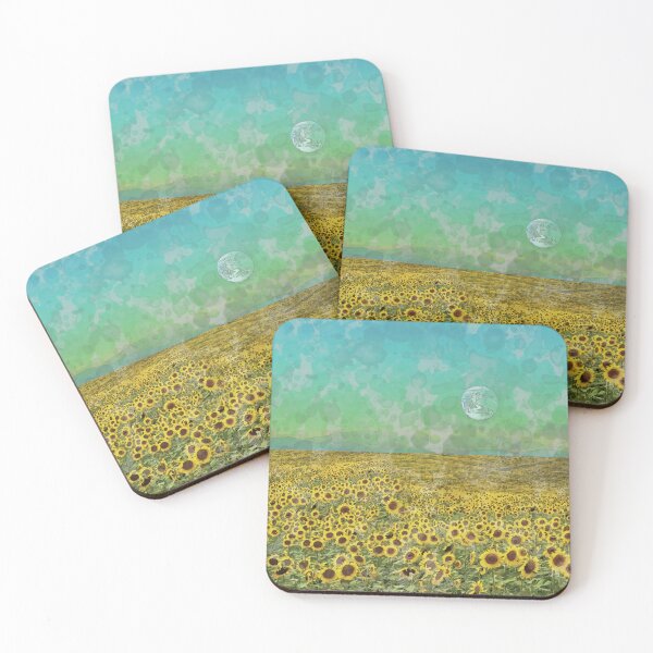 Item preview, Sunflower field on an unknown planet, watercolor style, cute yellow flower field designed and sold by Collagedream.