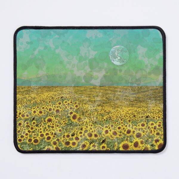 Item preview, Sunflower field on an unknown planet, watercolor style, cute yellow flower field designed and sold by Collagedream.
