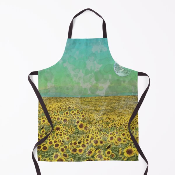 Item preview, Sunflower field on an unknown planet, watercolor style, cute yellow flower field designed and sold by Collagedream.