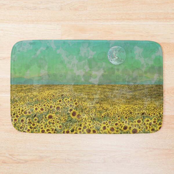 Item preview, Sunflower field on an unknown planet, watercolor style, cute yellow flower field designed and sold by Collagedream.