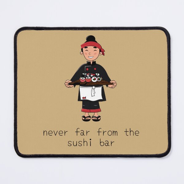 Item preview, never far from the sushi bar ,Grey Sushi Rolls Male Chef T-shirt designed and sold by Tarikbouchmal.