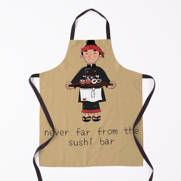 Item preview, never far from the sushi bar ,Grey Sushi Rolls Male Chef T-shirt designed and sold by Tarikbouchmal.