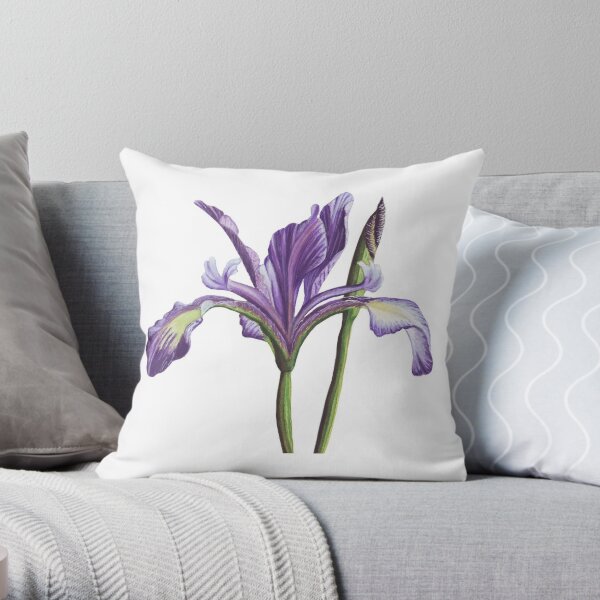 Purple Iris flower in watercolor Throw Pillow