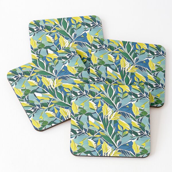 Item preview, Yellow Blue Green Van Gogh Style Abstract Leaf Pattern designed and sold by sunflowerlight.