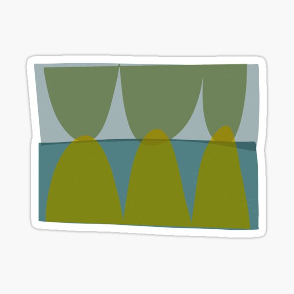 Green and Blue Retro Elliptical Sticker