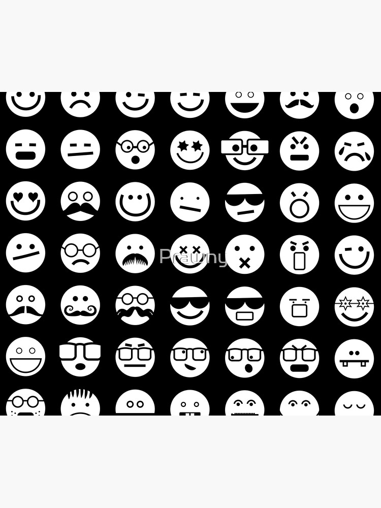 Tela decorativa «Emoticones de Emoji blanco y negro» de Prawny | Redbubble