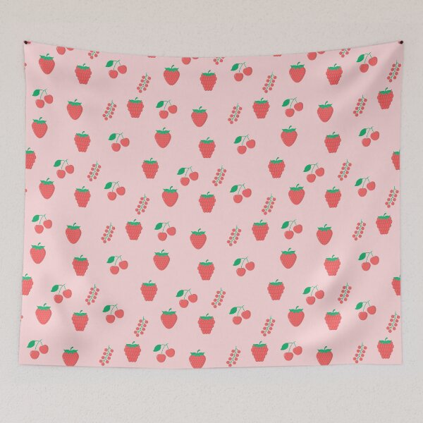 Item preview, Juicy red fruit salad pattern pink background designed and sold by Laura_S _13.