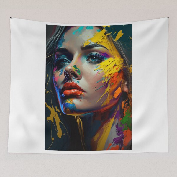 Item preview, Modern Woman Painting Digital Art Painted Colorful Splattered Style designed and sold by Bitcoin-Fashion.