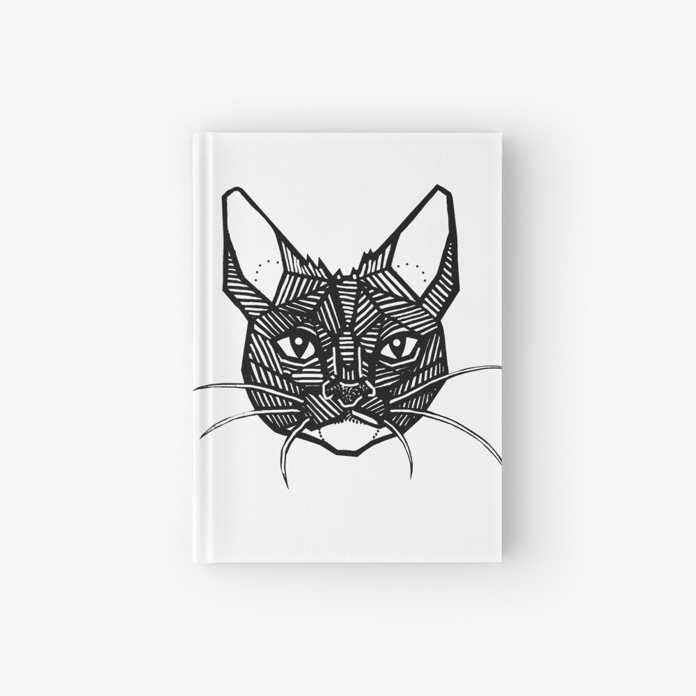 Cahier A Spirale Tatouage Geometrique De Chat Par Lefthandedlenya Redbubble