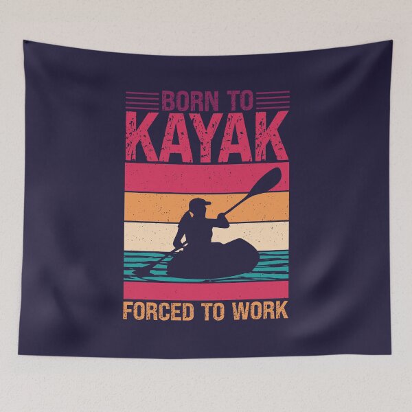 Item preview, Witty and Cool BORN TO KAYAK FORCED TO WORK Classic Vintage Retro Sunset Distressed Kayak Lover, Kayaking Humor, Canoe Paddle, Kayaking for Women designed and sold by zenturtlemerch.