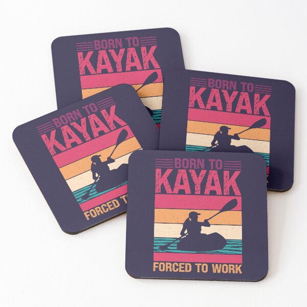 Item preview, Witty and Cool BORN TO KAYAK FORCED TO WORK Classic Vintage Retro Sunset Distressed Kayak Lover, Kayaking Humor, Canoe Paddle, Kayaking for Women designed and sold by zenturtlemerch.