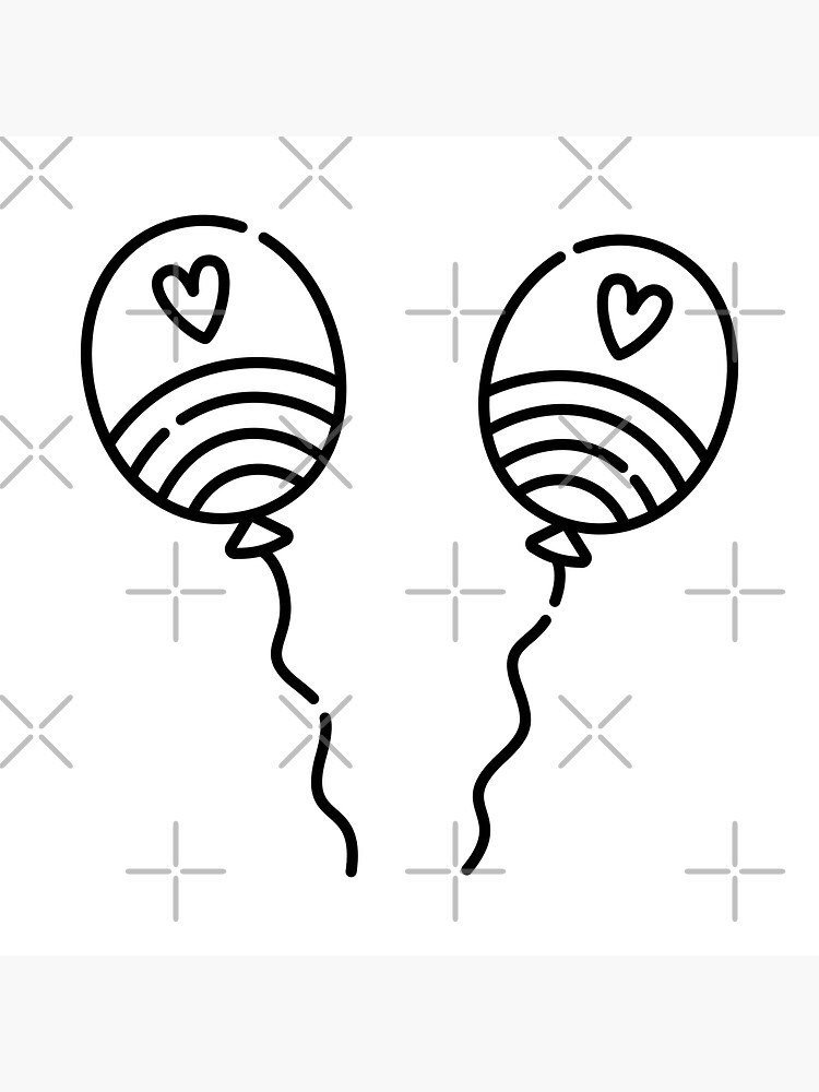 "Two black outline flying balloons" Sticker for Sale by OMlova Redbubble