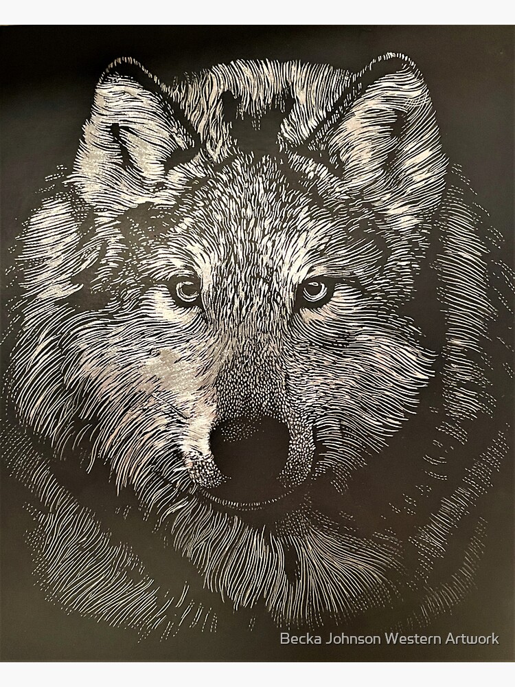 "Wolf Scratch Art" Sticker for Sale by troutlogic Redbubble