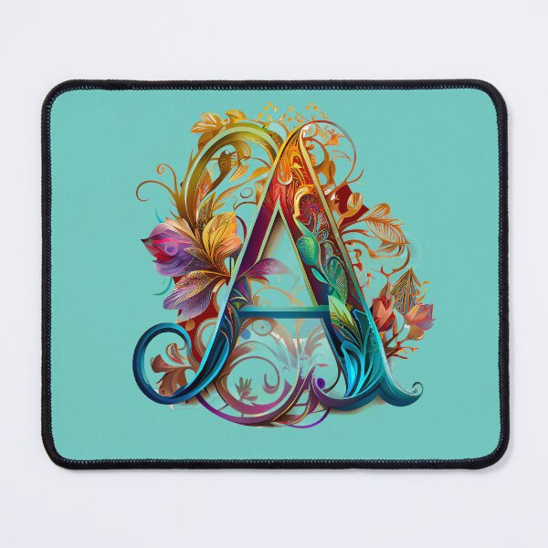 Item preview, Art Font Letter A: Art Nouveau Style, Unique and Colorful, Green Background designed and sold by factory88.