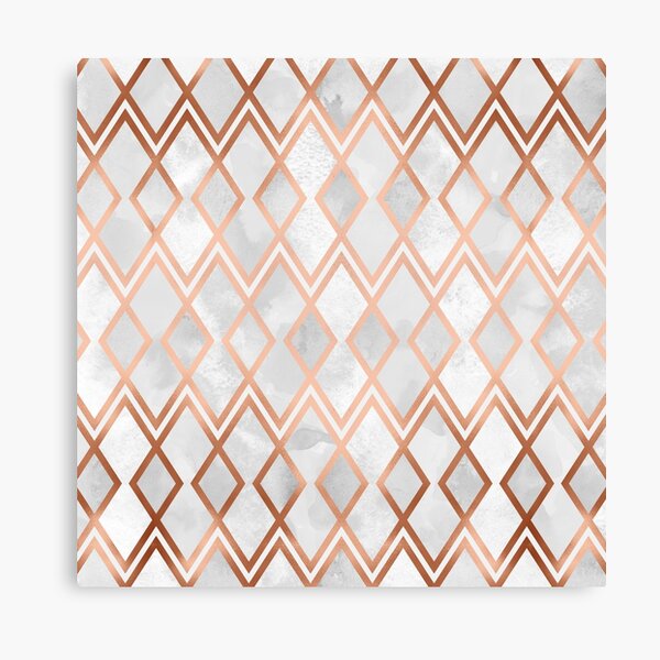 Copper & White Geo Diamonds Canvas Print