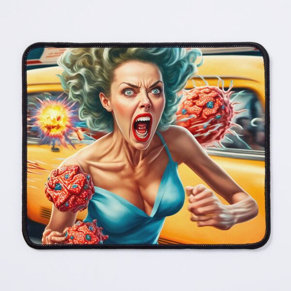 Item preview, A Pinup model being attacked by Amoeba designed and sold by Gallery of Weirdness.