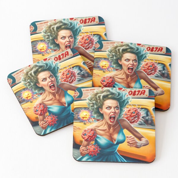 Item preview, A Pinup model being attacked by Amoeba designed and sold by Gallery of Weirdness.
