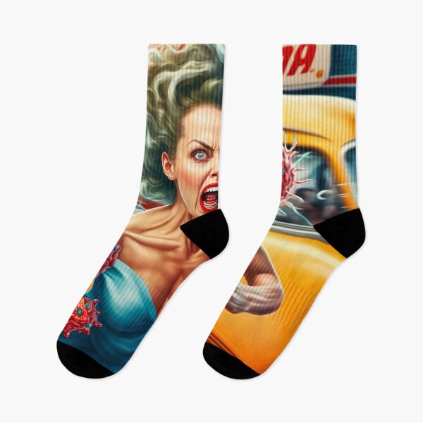 Item preview, A Pinup model being attacked by Amoeba designed and sold by Gallery of Weirdness.