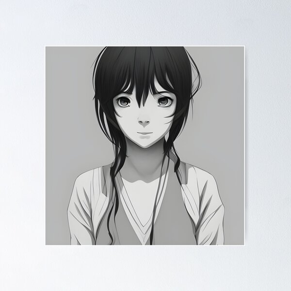 Beaux Animes Art Girl sketch in black and white Design  Poster for Sale by  Beauxanimes