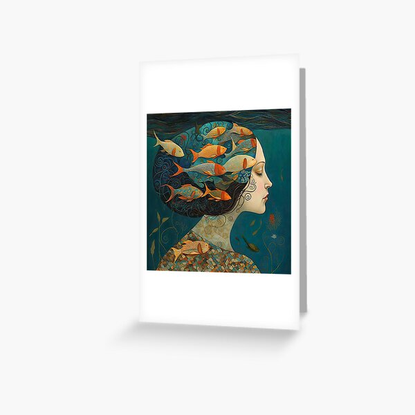 Item preview, Girl in Meditation with Fish Swimming in her Hair designed and sold by Susan  Gallagher.