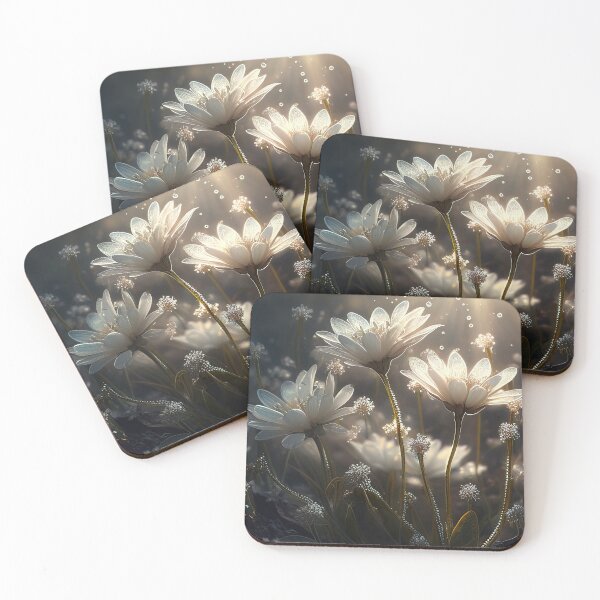 Item preview, Beautiful ethereal white flowers covered in morning dew designed and sold by RK - Shop.