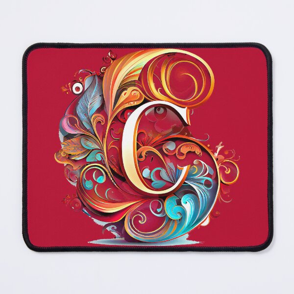 Item preview, Art Font Letter C: Art Nouveau Style, Unique and Colorful, Red Background designed and sold by factory88.