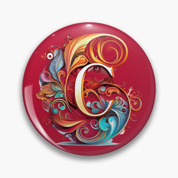 Item preview, Art Font Letter C: Art Nouveau Style, Unique and Colorful, Red Background designed and sold by factory88.
