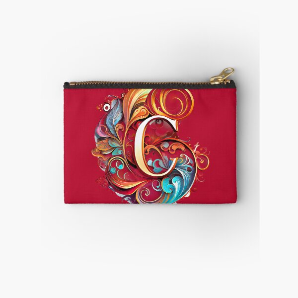 Item preview, Art Font Letter C: Art Nouveau Style, Unique and Colorful, Red Background designed and sold by factory88.
