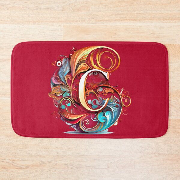 Item preview, Art Font Letter C: Art Nouveau Style, Unique and Colorful, Red Background designed and sold by factory88.