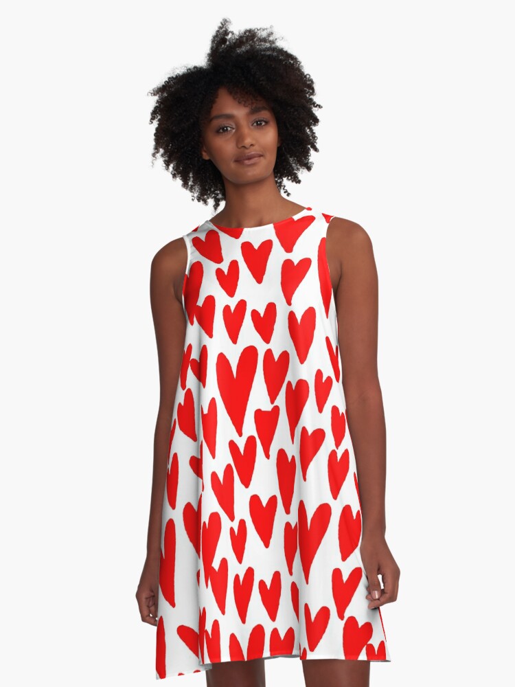 red and white heart dress