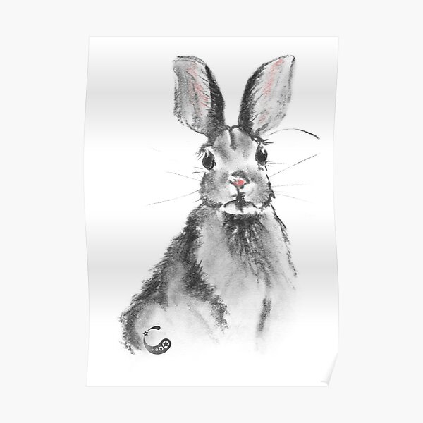 Rabbit Bunny (Charcoal Animals) Poster